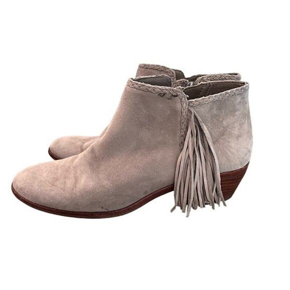 Sam Edelman Paige Fringe Ankle Booties Taupe Suede boots size 6 - Picture 3 of 12